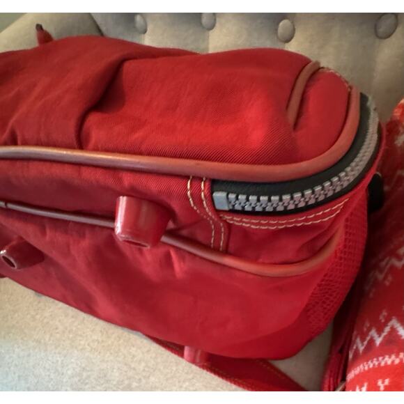 Kipling Duffle Bag Large Red Nylon Luggage Travel Gym Bag/Monkey Key Chain - Picture 10 of 15